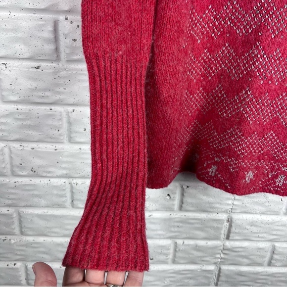 FREE PEOPLE Red Turtleneck/Cowl neck Fair Isle Sweater | Wool - Picture 6 of 7